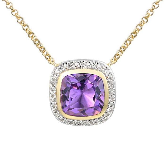 Złota kolia z diamentami ametystem Adiamo N12144 Y G AM