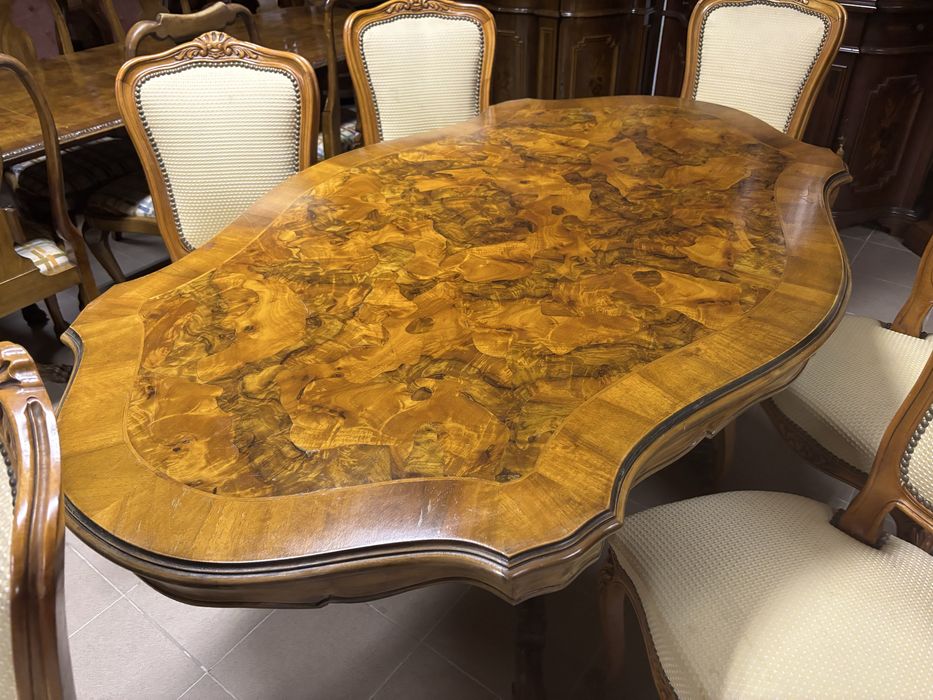 Włoski Stylowy Zestaw Stół 6 Krzeseł Meble stylowe ludwik rokoko