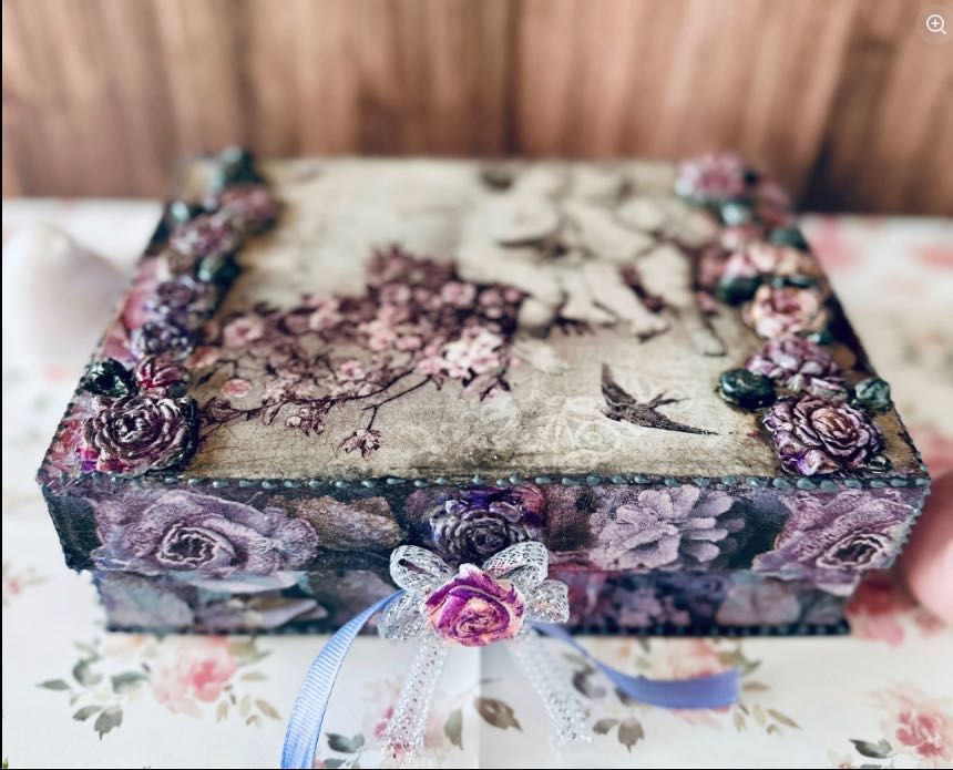 Wyjątkowe Rękodzieło Mojej Żony | Decoupage | Szkatułka, Dekoracja, Lampka , Chustecznik | Prezent Handmade