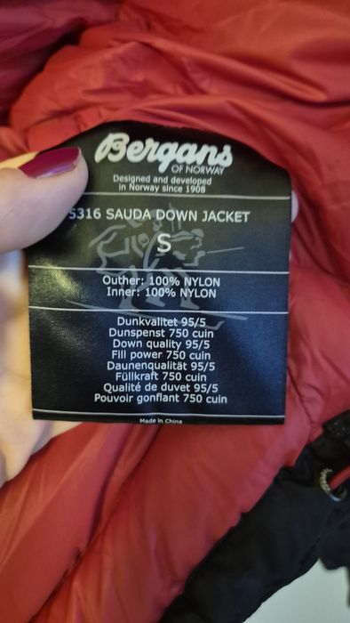 Kurtka Bergans, puch, rozm S, nowa bez metki.