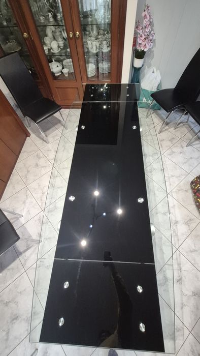 Mesa de jantar vidro temperado preto