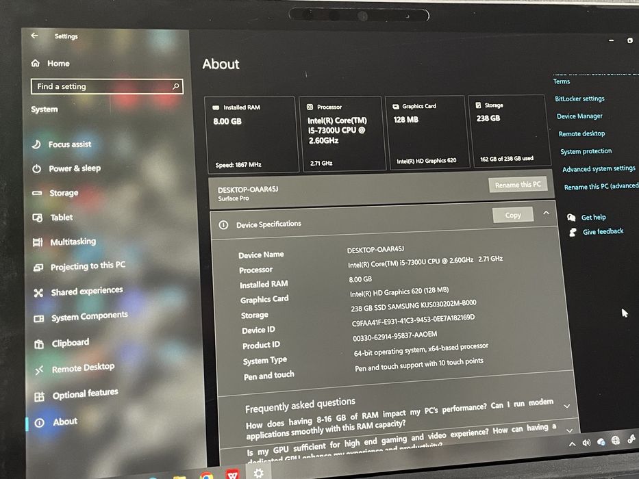 Microsoft Surface 5 Pro 256Gb i5 + dużo akcesoriów