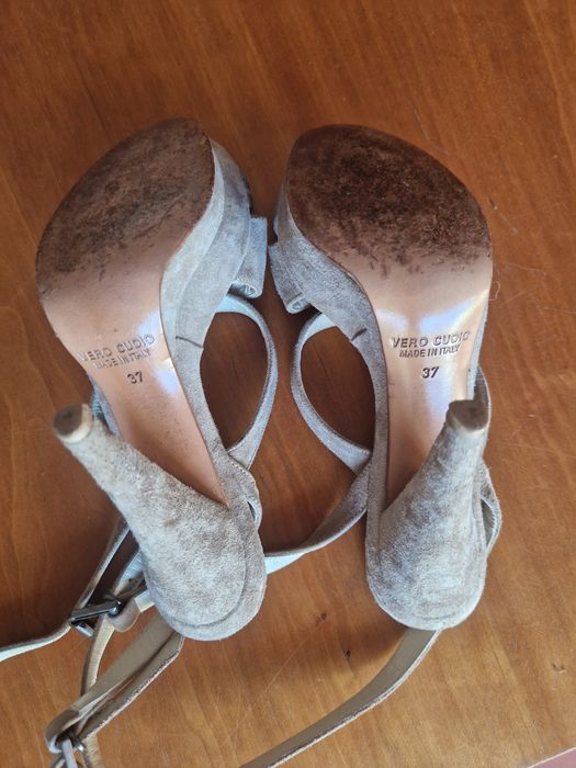 Sandálias de salto alto compensadas em couro genuíno "Bagatt"