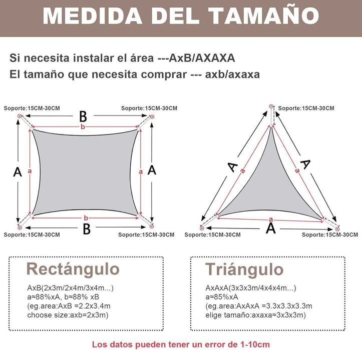 Toldo sombra impermeável, retangular, 4 x 5 m