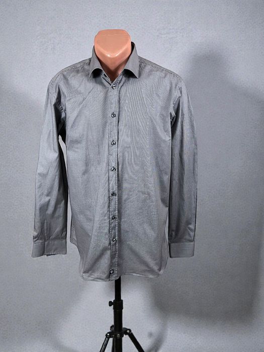 Strellson Jamie 43 męska koszula slim fit w delikatną pepitkę