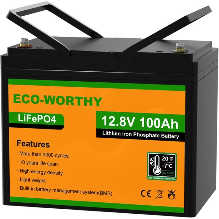 Акумулятор літий-залізо-фосфатний ECO-WORTHY 12,8 V 100Ah LiFePO4 Blue
