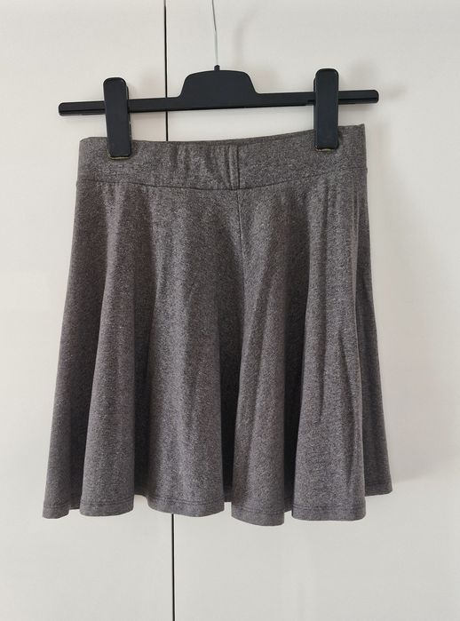 Szara krótka rozkloszowana zwiewna spódniczka mini S