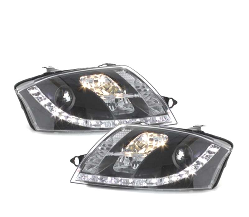 FARÓIS COM LUZ DIURNA LED AUDI TT 98-05 PRETO CLARO