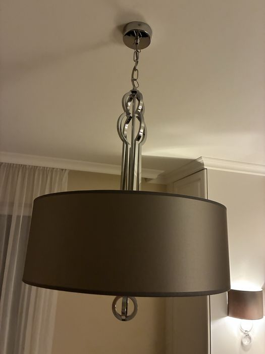 Żyrandol w styli hamptons glamour 4 żarówki czarny srebrny Primavera