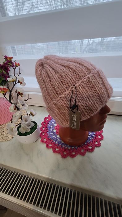 Ciepła czapka moher +jedwab  55-57