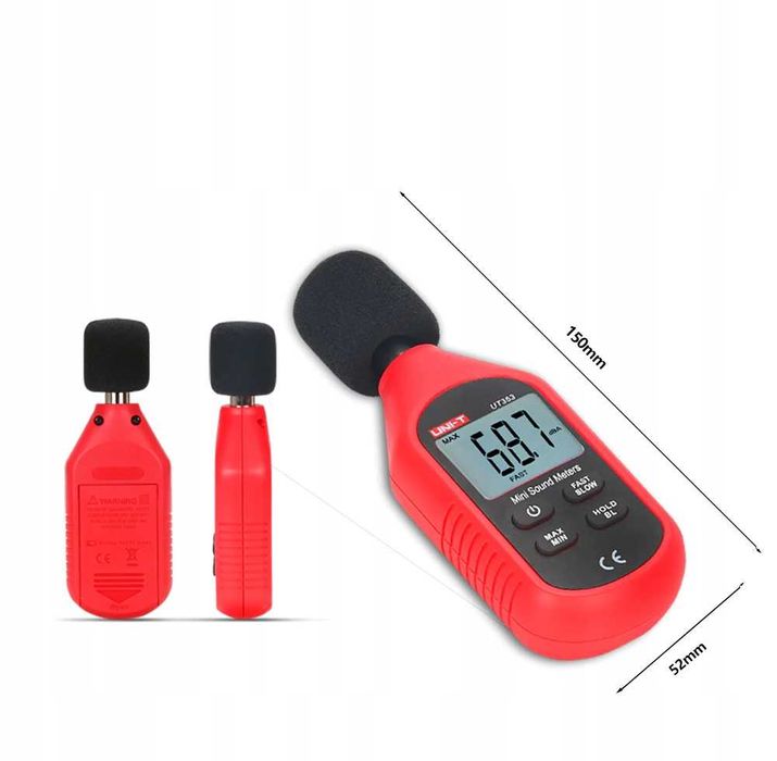 SONOMIERZ Tester Miernik dźwięku decybelomierz ZESTAW baterie UNI-T