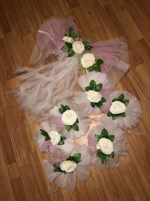 Весільні прикраси,у залу/на машину/ленточки/квіти/скринька на гроші