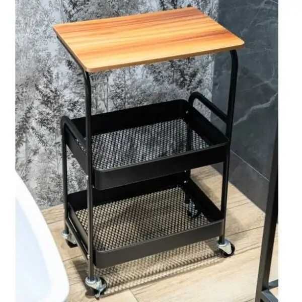 Этажерка на колесах 3 яруси 43×30×77 см чорная