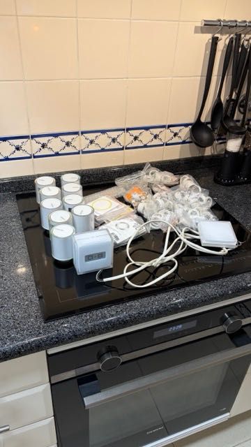 Termostato inteligente Netatmo, relé e 9 válvulas termostáticas