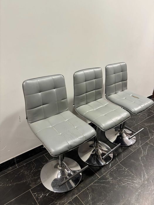 Hokery skórzane 3 szt. | obrotowe, regulowane