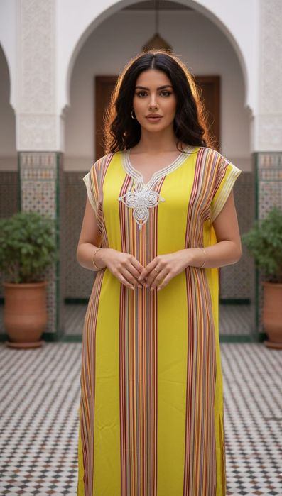 Oryginalna GALABIJA z Marrakeszu | Przewiewna Bawełna | Nowa!