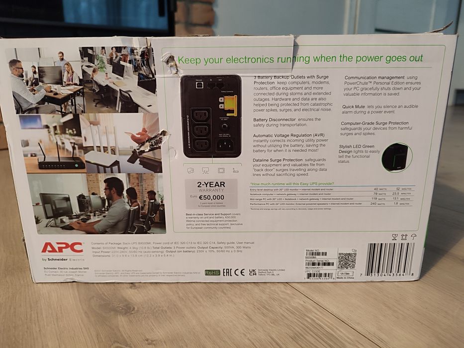 Zasilacz UPS APC back bx500MI 300W/500VA.
