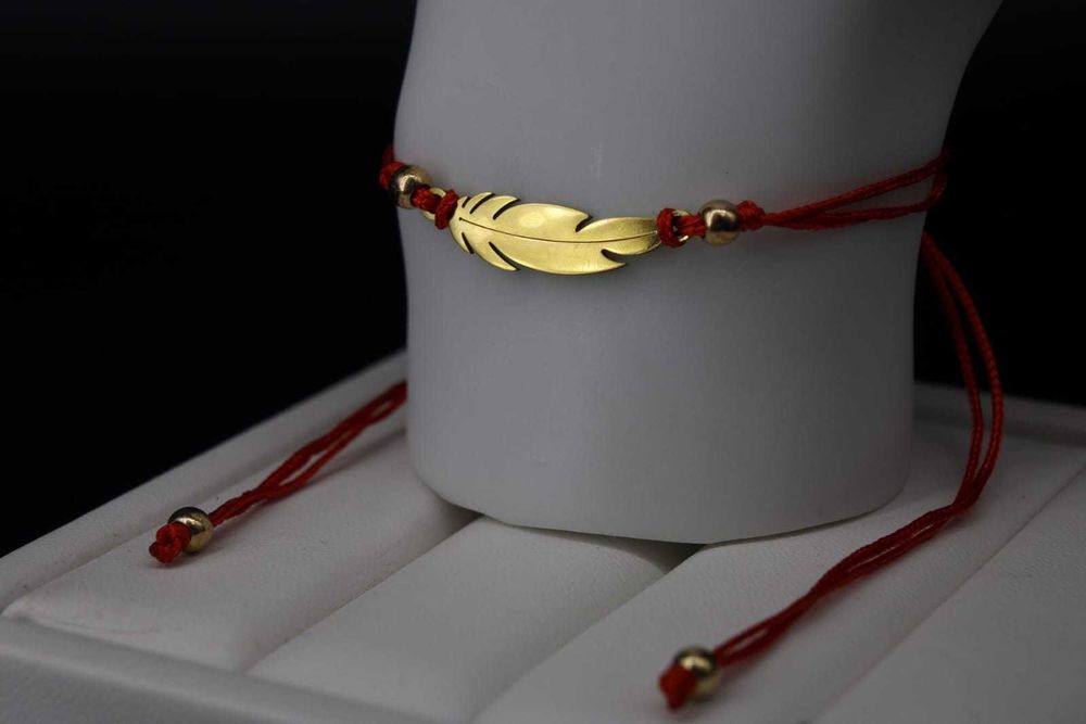 Bransoletka sznurkowa -PIÓRKO-złote