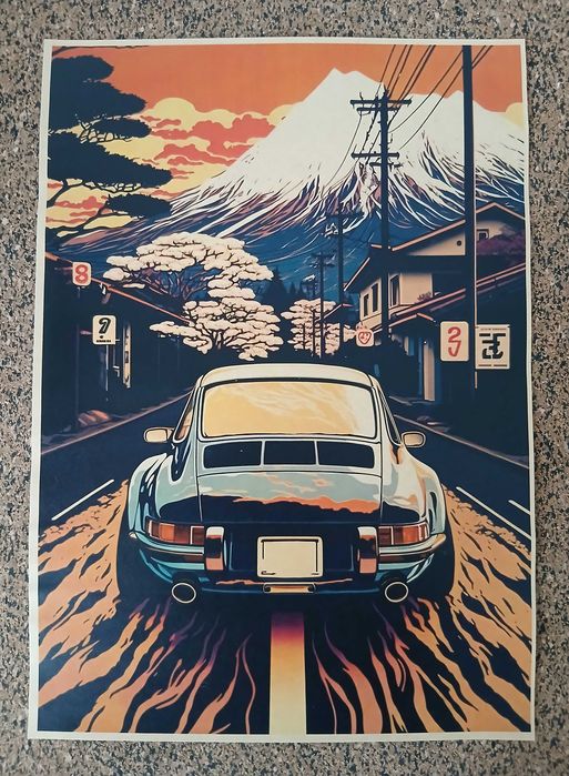 Poster - Temática Automóvel (papel kraft, 30x42 cm)