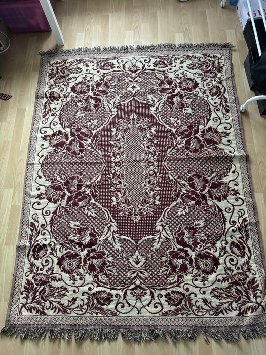 Koc gruby narzuta na łóżko pled bordo beż  200x145 cm