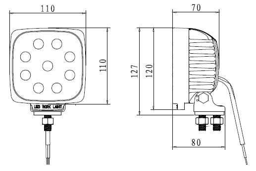 Lampa robocza MTZ T25 JUMZ URSUS C360 C385 KOPARKA szperacz 9 LED 27W