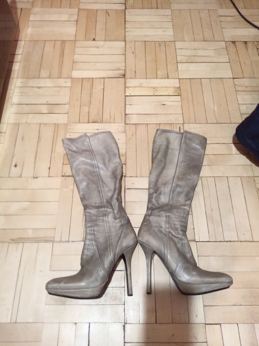 Ботфорти, сапожки кожаные , чоботи шкіряні на каблуку