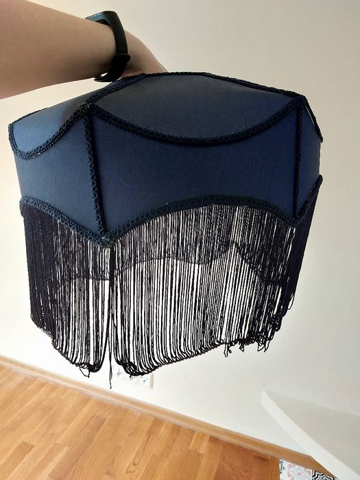 Nowy klosz granatowy z frędzelkami abażur duży 40cm
