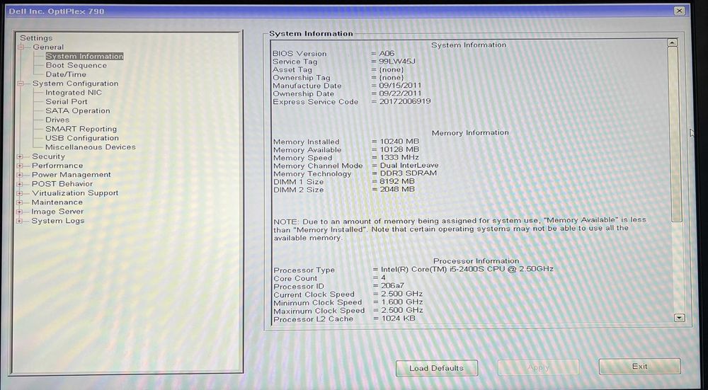 Dell Optiflex 790 i5-2400S 10GB RAM