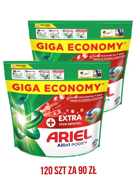 Dwupak Ariel Extra clean 60 szt X2 / Kapsułki do prania