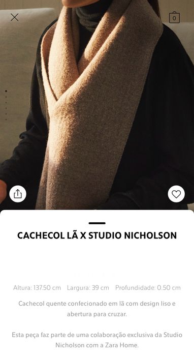 Cachecol Lã - Studio NICHOLSON Zara Home NOVO