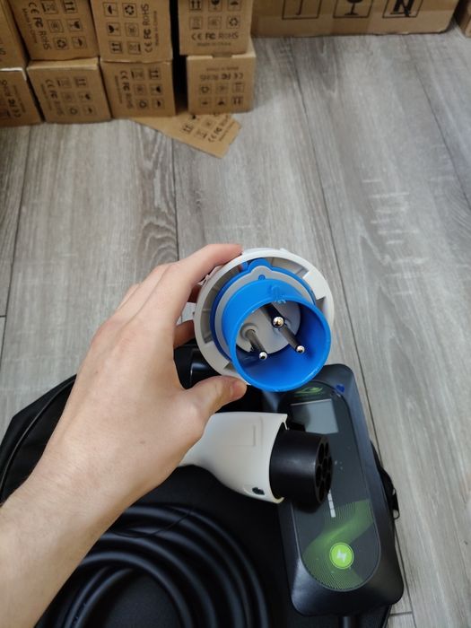 Зарядка New charger 7kw GBT 32A wifi гбт 3 / 5 метрів +32А авто з Китаю розетка, сумка Type 1 Tesla Type 2