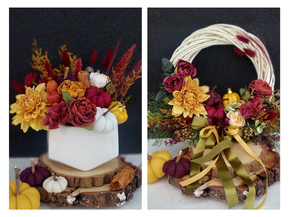 Piękny komplet jesienny wianek i bukiet