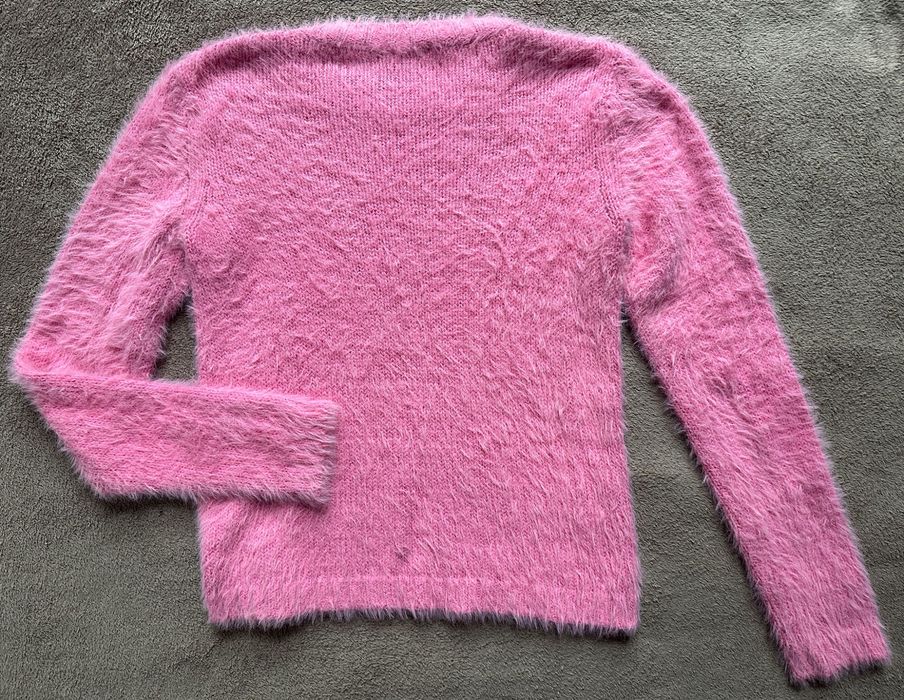 Różowy sweterek Weekend Max Mara O-neck włochaty rozciągliwy M