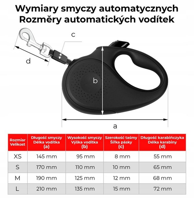 Smycz Automatyczna Czarna Rozmiar S Dla Psa Do 15 Kg