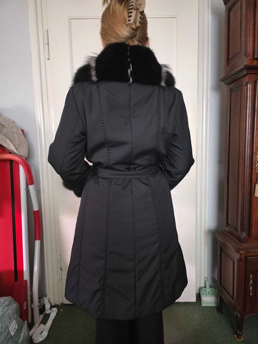Kurtka parka, płaszczyk z futrem z lisa, jak nowa