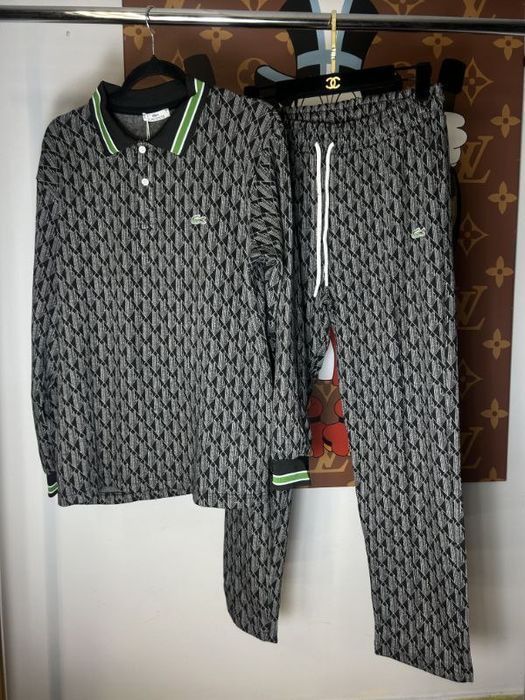 ЦЕНА ТАКОГО 3900! Мужской костюм LACOSTE кофта штаны хлопок Осень люкс