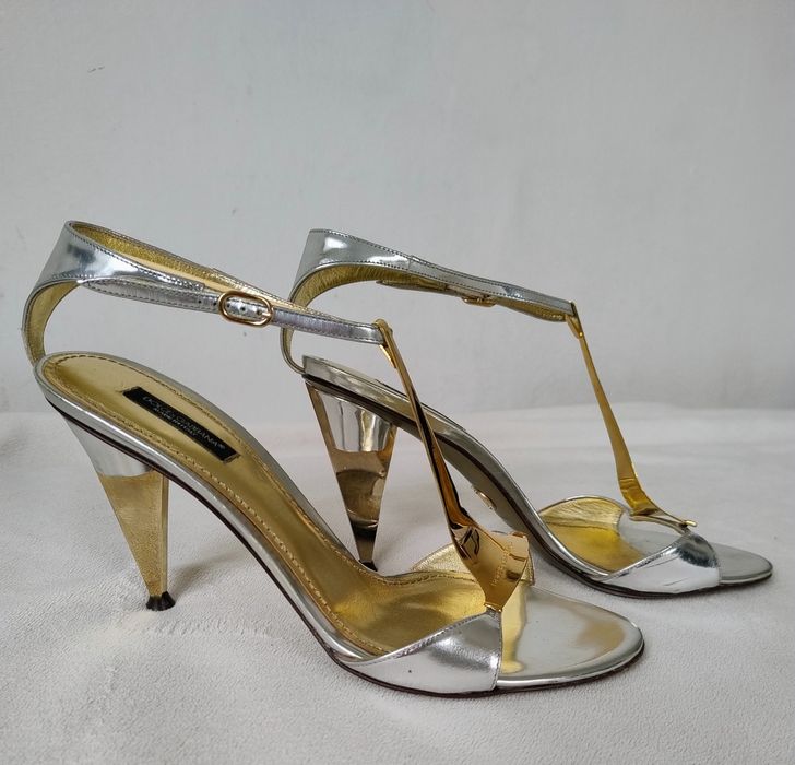 Dolce & Gabbana r.39 złoto-srebrne, skóra naturalna