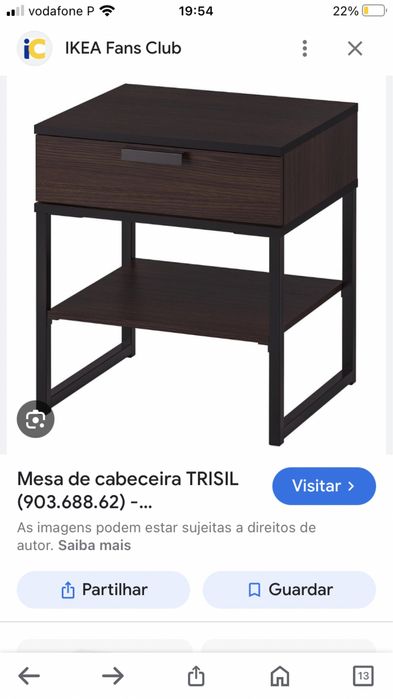 Mesa cabeceira Ikeia, linha Trisil