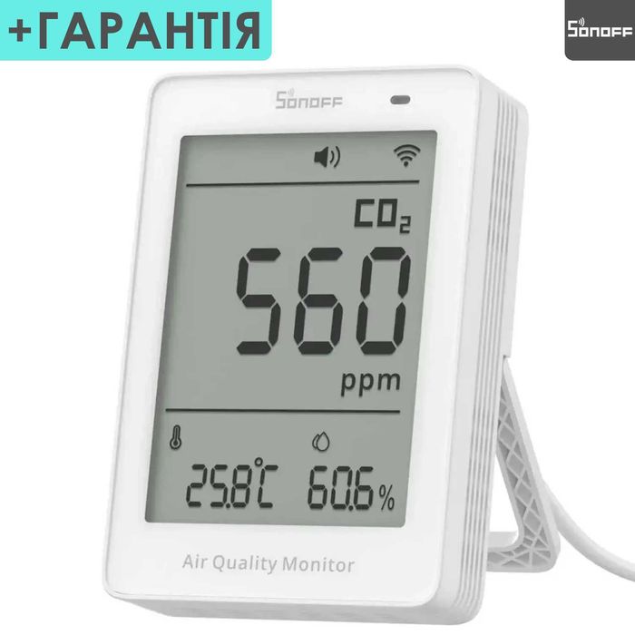Монітор якості повітря SONOFF AirGuard CO2 SAWF-08P Matter Wi-Fi, датчик CO2, температури та вологості, eWeLink, Home Assistant, розумний аналізатор