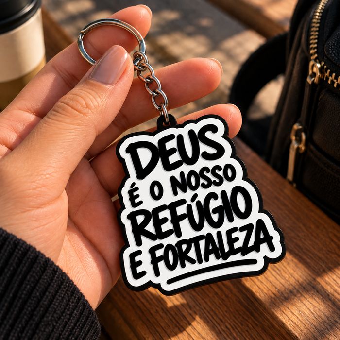 Chaveiro com versículo bíblico