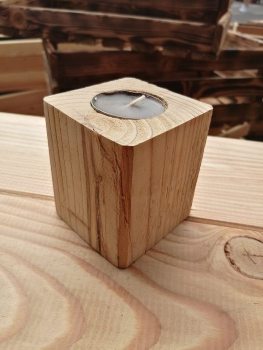 Świecznik drewniany, świeczniki, podgrzewacz