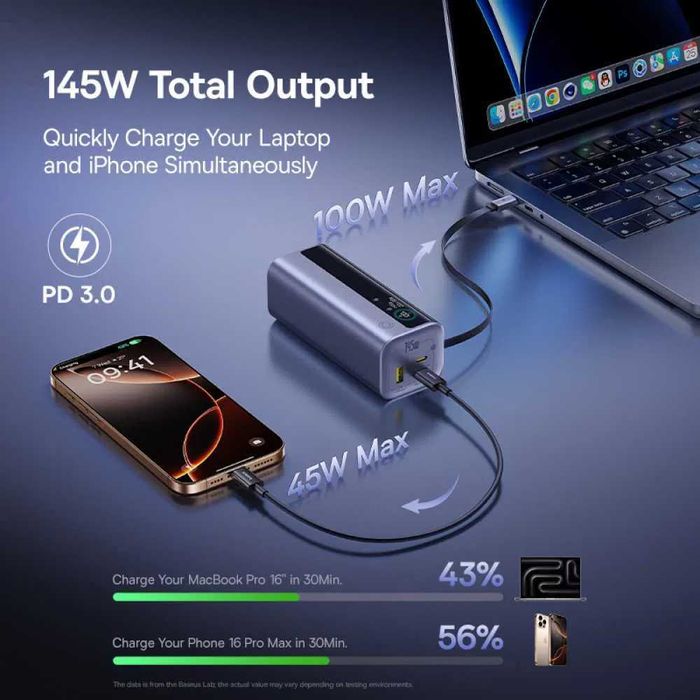 Зовнішній акумулятор Powerbank Baseus EnerGeek GR11 20000mAh 145W Gray