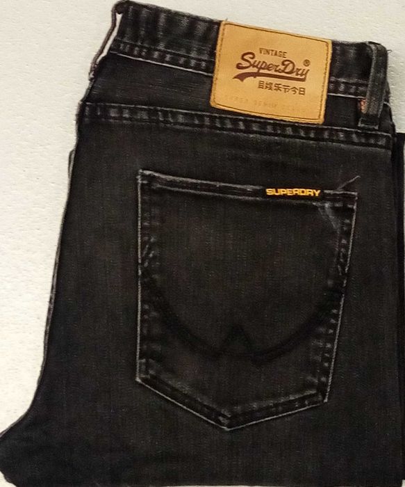 R)SUPERDRY skinny spodnie jeansowe czarne Roz.30/32