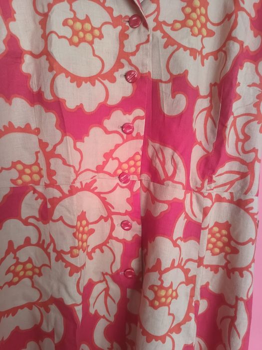 Sukienka beżowo-czerwona