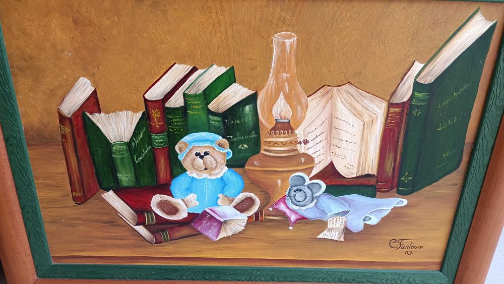 Quadro criança pintado a óleo