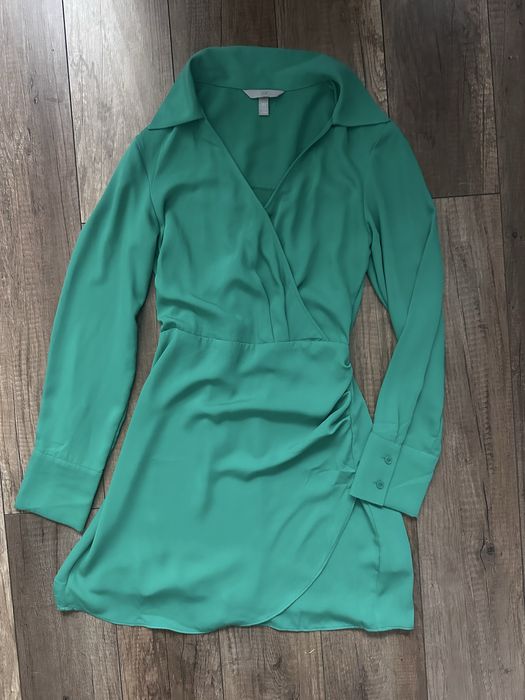Zielona kopertowa sukienka h&m xs 34