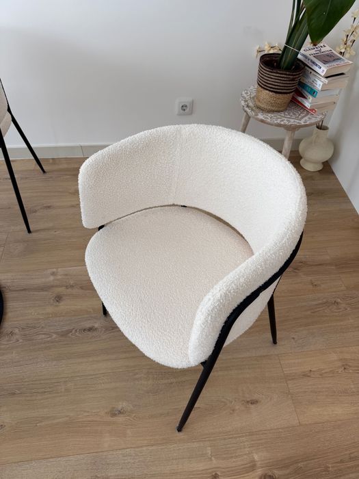 Conjunto de 3 Cadeiras Sklum Bouclé / Tecido Borrego