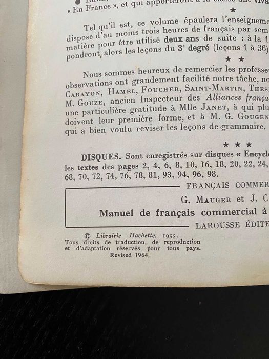 G. Mauger – Cours de Langue et de Civilisation Françaises I, II & III, Hachette / Alliance Française, c. 1960s
