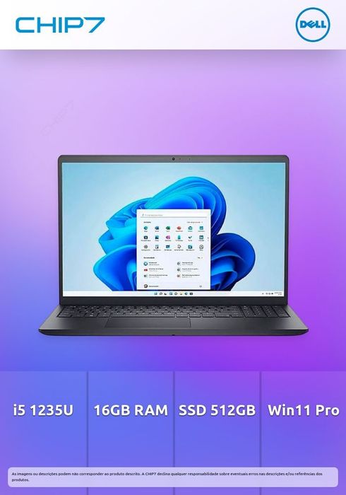 PORTÁTIL NOTEBOOK DELL vostro 3510 - I5 1135G7 / 16GB RAM / 512GB SSD64740454307075124