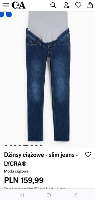 Jeansy ciążowe C&A mama - slim jeans - LYCRA® 38